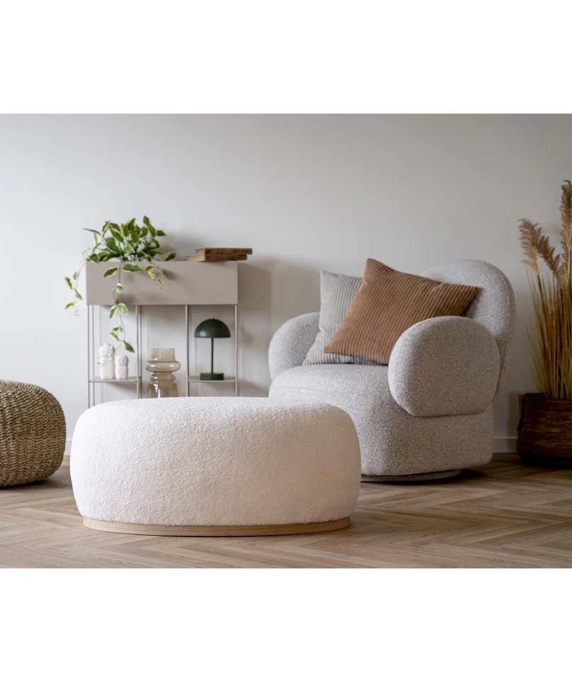 Manhattan Tabure - Tabure, teddy, bijela 54,5x88,5x36 cm, HN1235