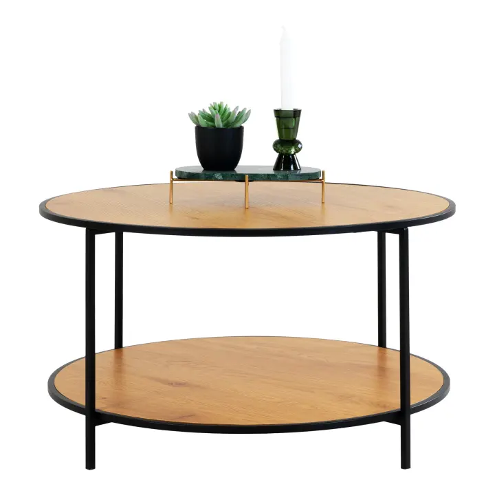 Vita Klupski stolić - Klupski stolić, izgled hrasta, crni okvir ø80x45 cm