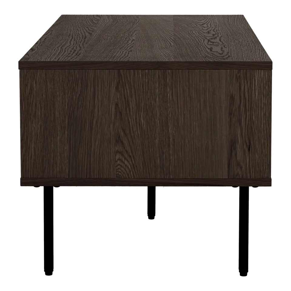 Kyoto Klupski stolić - Klupski stolić, 2 ladice, hrastov furnir, dimljena, crna metal legs 50x100x45 cm