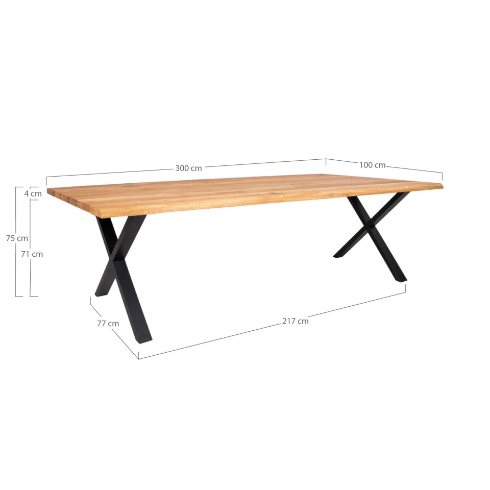 Toulon Blagovaonski stol - Blagovaonski stol s wavy edge, hrast, prirodna, prepared za extension tanjuri 100x300x75 cm