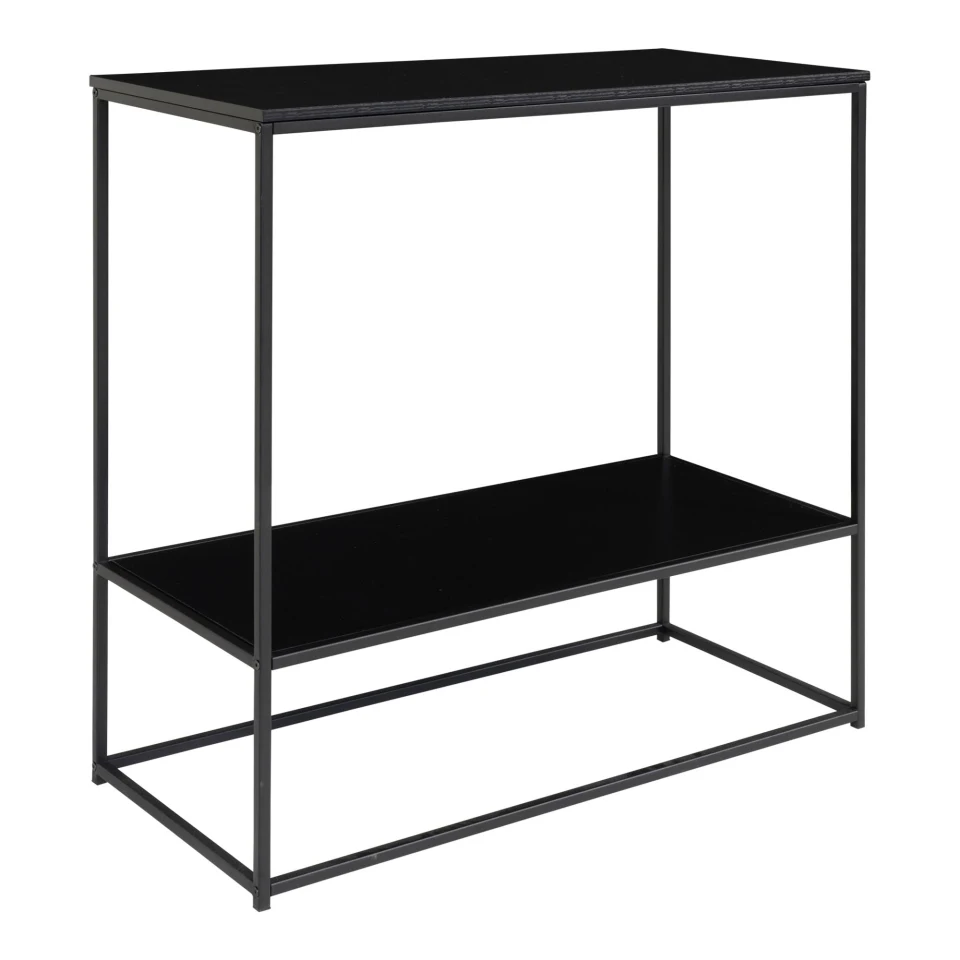 Vita Konzolni stol - Konzolni stol, 2 police, crna, crni okvir 80x36x80 cm