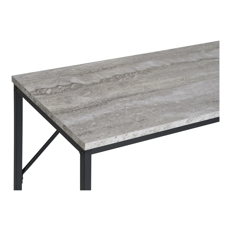 Vita Konzolni stol - Konzolni stol, 1 polica, izgled travertina, crni okvir 110x26x80 cm