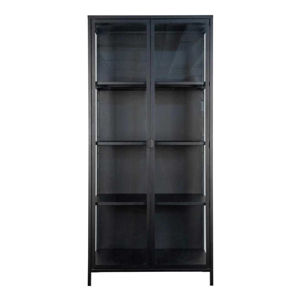 Brisbane Vitrina - Vitrina, 2 staklo doors, čelik, crna 80x35x175 cm