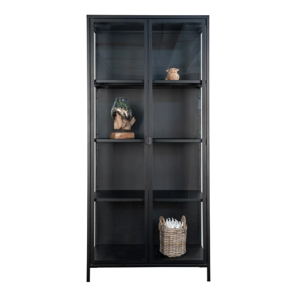 Brisbane Vitrina - Vitrina, 2 staklo doors, čelik, crna 80x35x175 cm