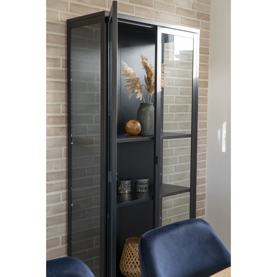Brisbane Vitrina - Vitrina, 2 staklo doors, čelik, crna 80x35x175 cm