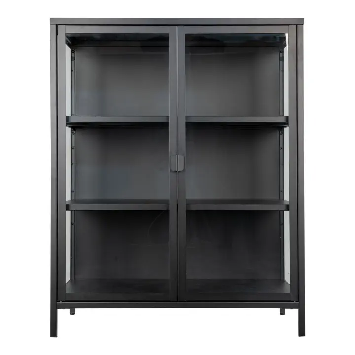 Brisbane Vitrina - Vitrina, 2 staklo doors, čelik, crna 80x40x101 cm