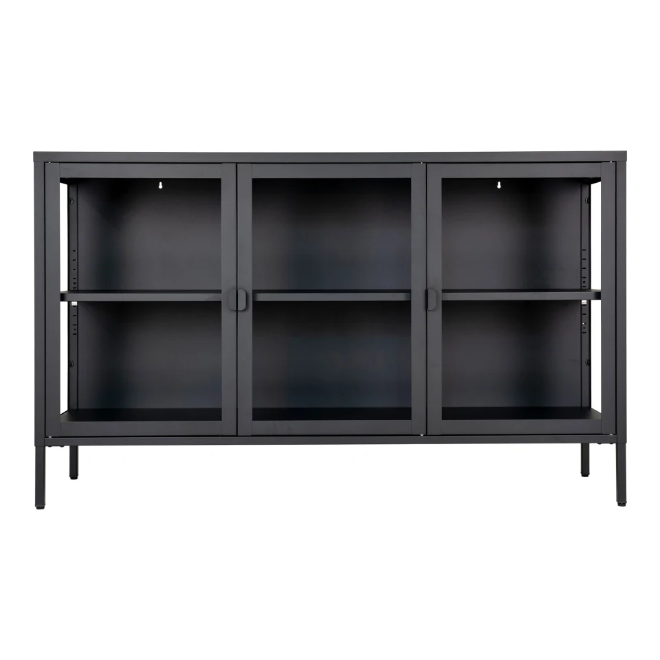 Brisbane Sideboard - Sideboard, 3 staklo doors, čelik, crna 140x40x85 cm