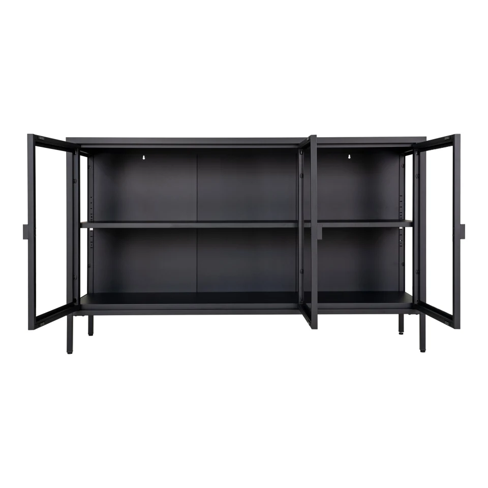 Brisbane Sideboard - Sideboard, 3 staklo doors, čelik, crna 140x40x85 cm