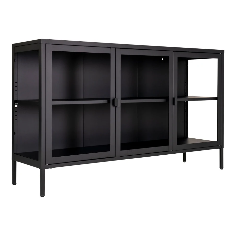 Brisbane Sideboard - Sideboard, 3 staklo doors, čelik, crna 140x40x85 cm