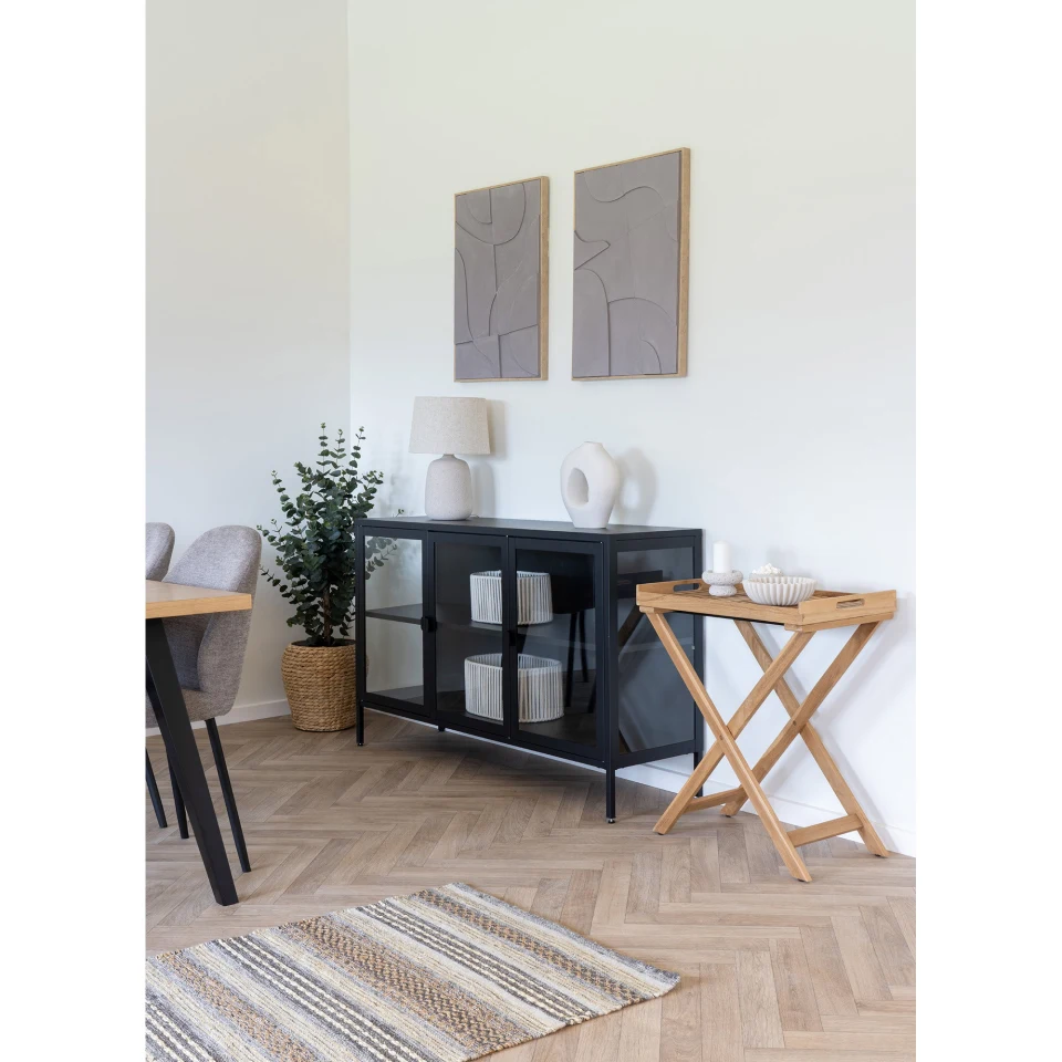 Brisbane Sideboard - Sideboard, 3 staklo doors, čelik, crna 140x40x85 cm