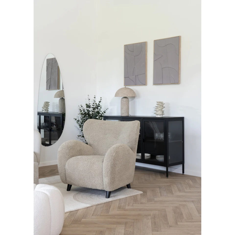 Brisbane Sideboard - Sideboard, 3 staklo doors, čelik, crna 140x40x85 cm