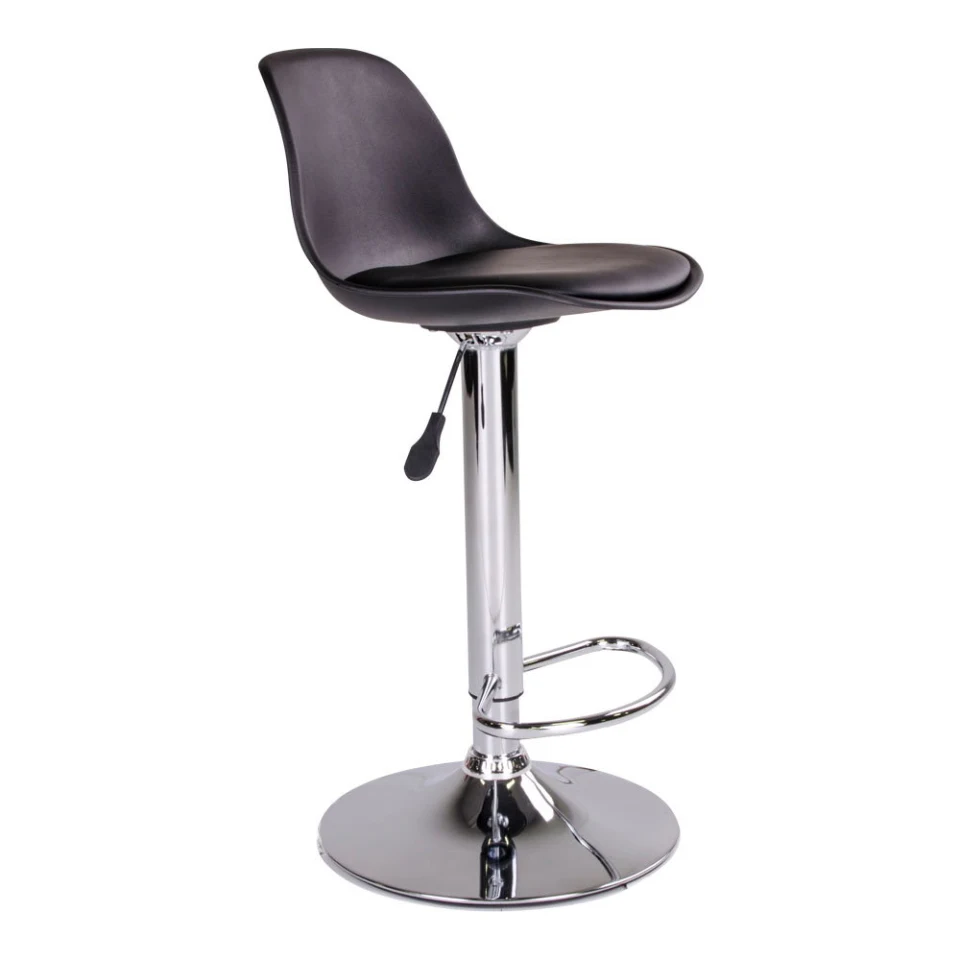 Trondheim Barska stolica - Barska stolica, PU koža, crna, chrome legs