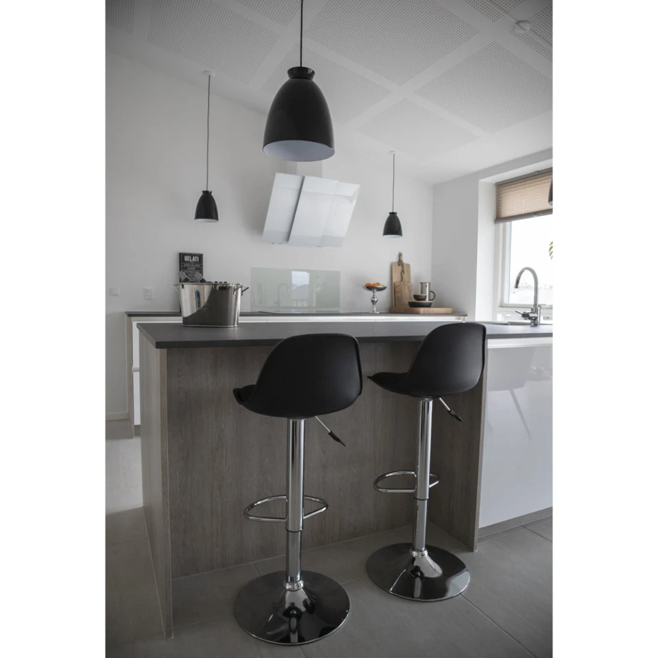 Trondheim Barska stolica - Barska stolica, PU koža, crna, chrome legs