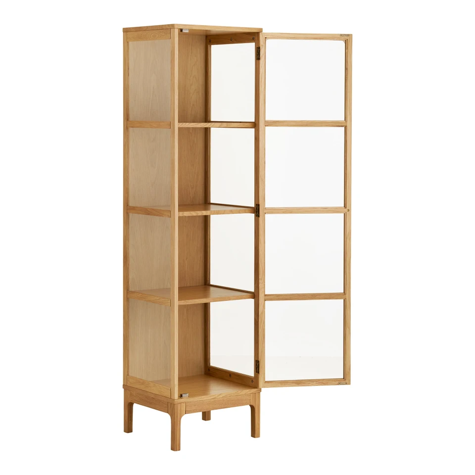 Zamora Cabinet - Cabinet, 1 staklo door, hrast/hrastov furnir,/kaljeno staklo, prirodna 40x47x180 cm