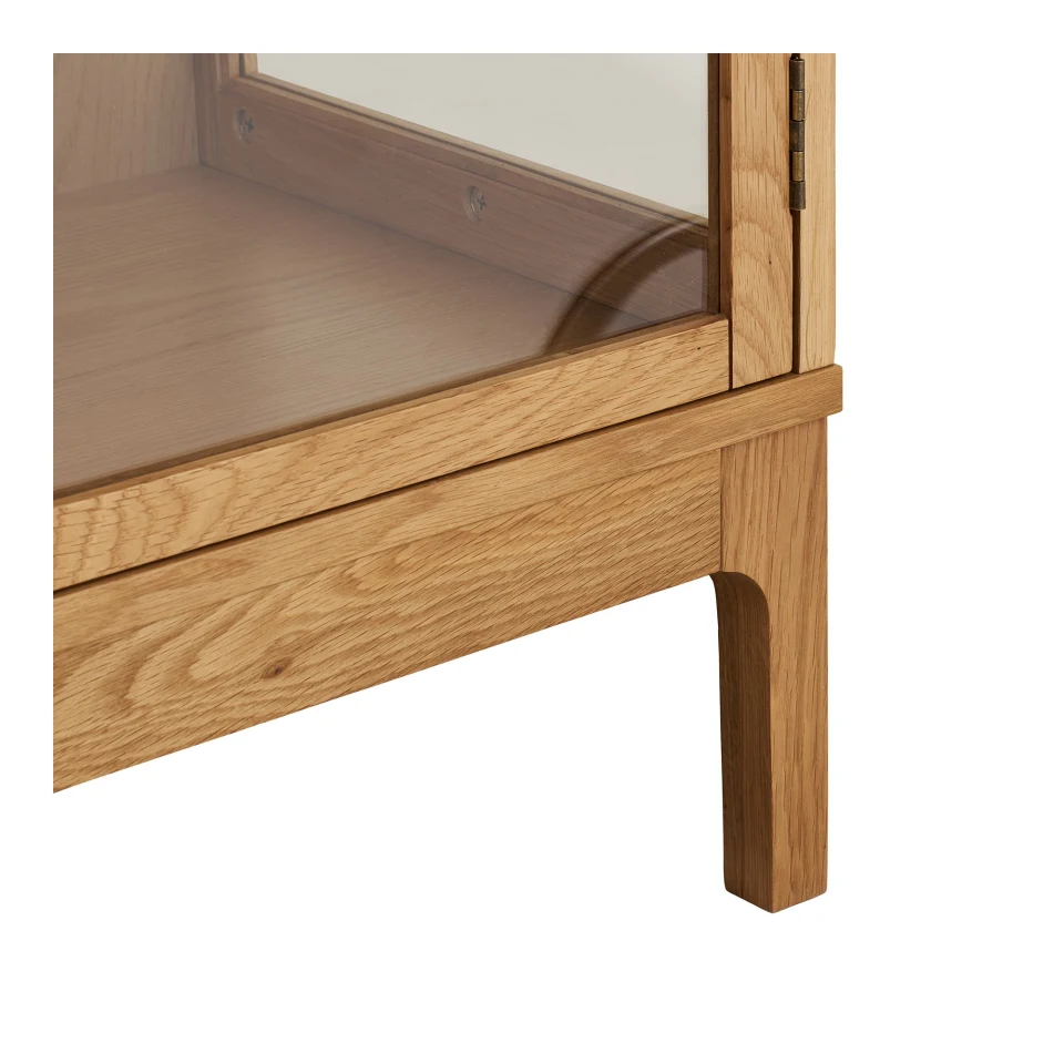Zamora Cabinet - Cabinet, 2 staklo doors, 2 police, hrast/hrastov furnir/kaljeno staklo, prirodna 40x90x126 cm