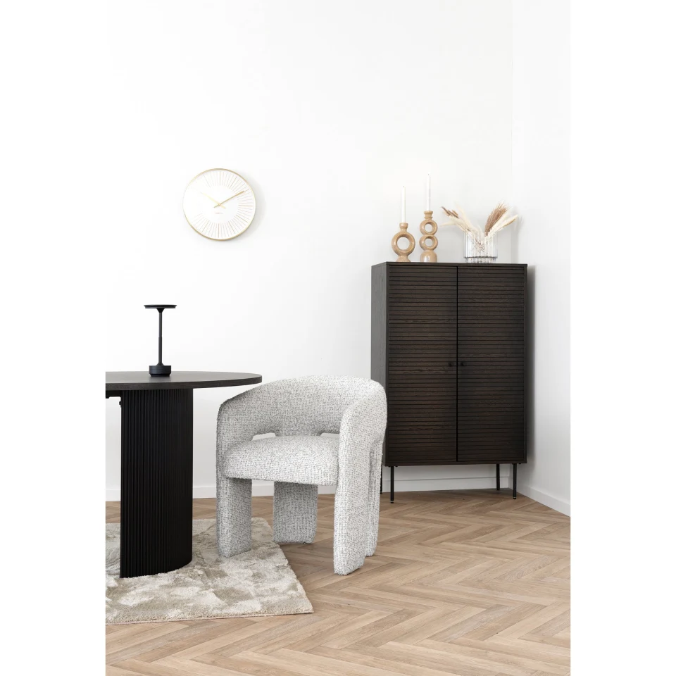 Kyoto Highboard - Highboard, 2 vrata, hrastov furnir, dimljena, crna metal legs 80x40x130 cm