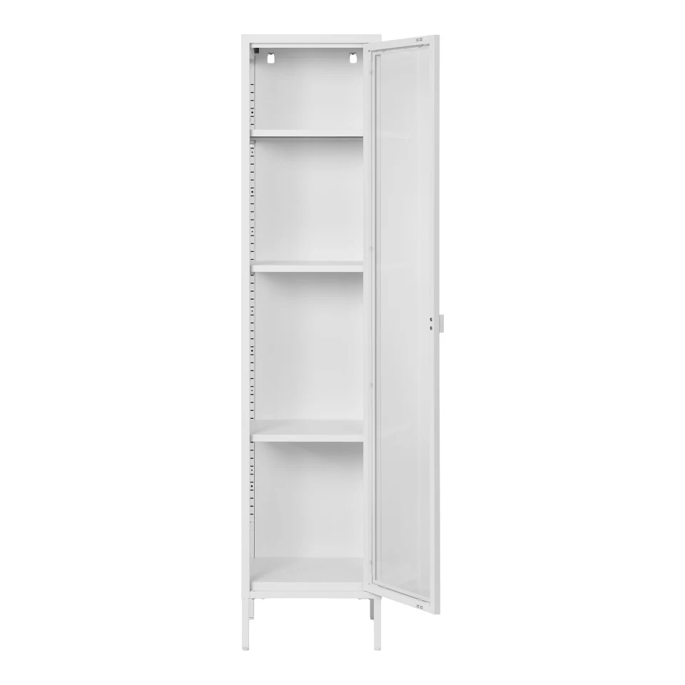 Brisbane Slim Vitrina - Slim Vitrina, 1 staklo door, čelik, bijela 40x35x180 cm