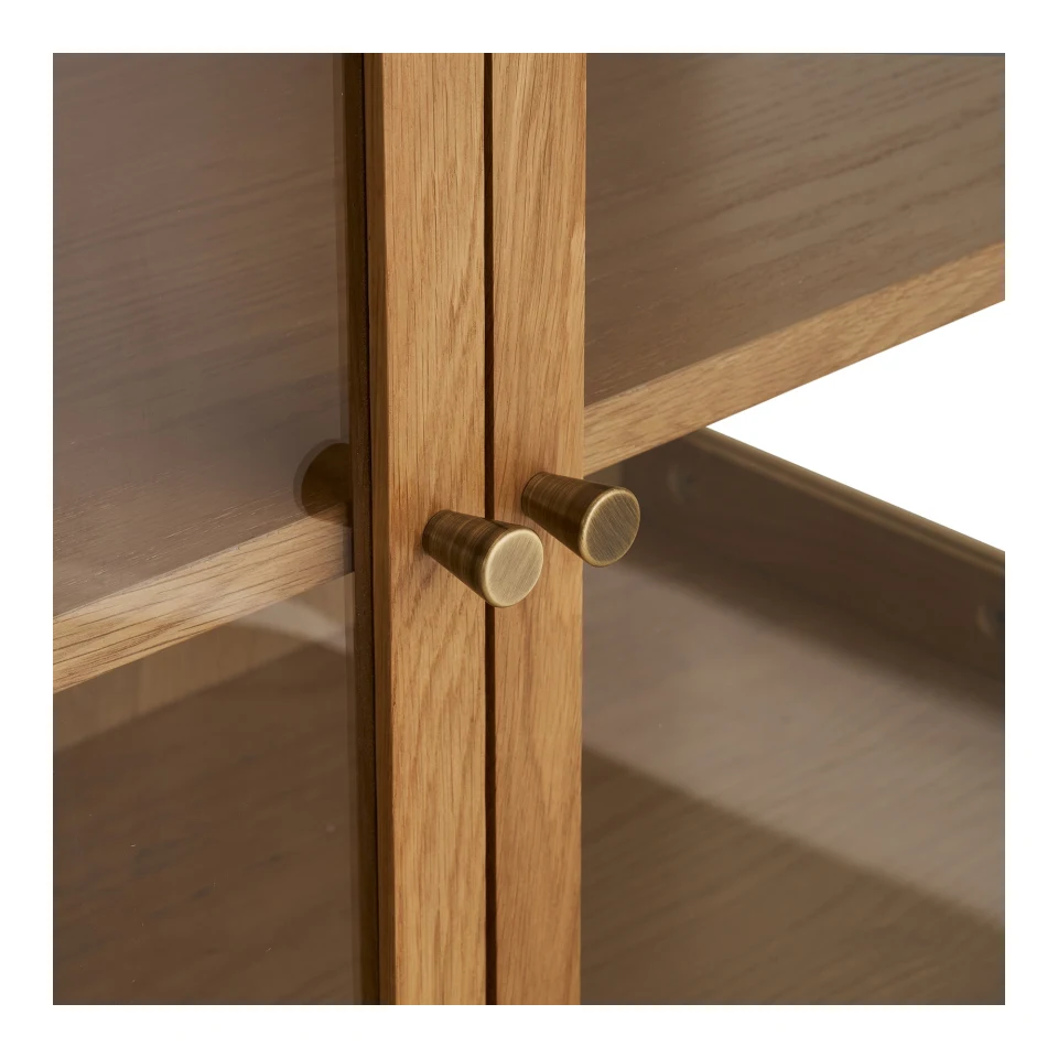 Zamora Sideboard - Sideboard, 4 staklo doors, 1 polica, hrast/hrastov furnir/kaljeno staklo, prirodna 40x180x80 cm