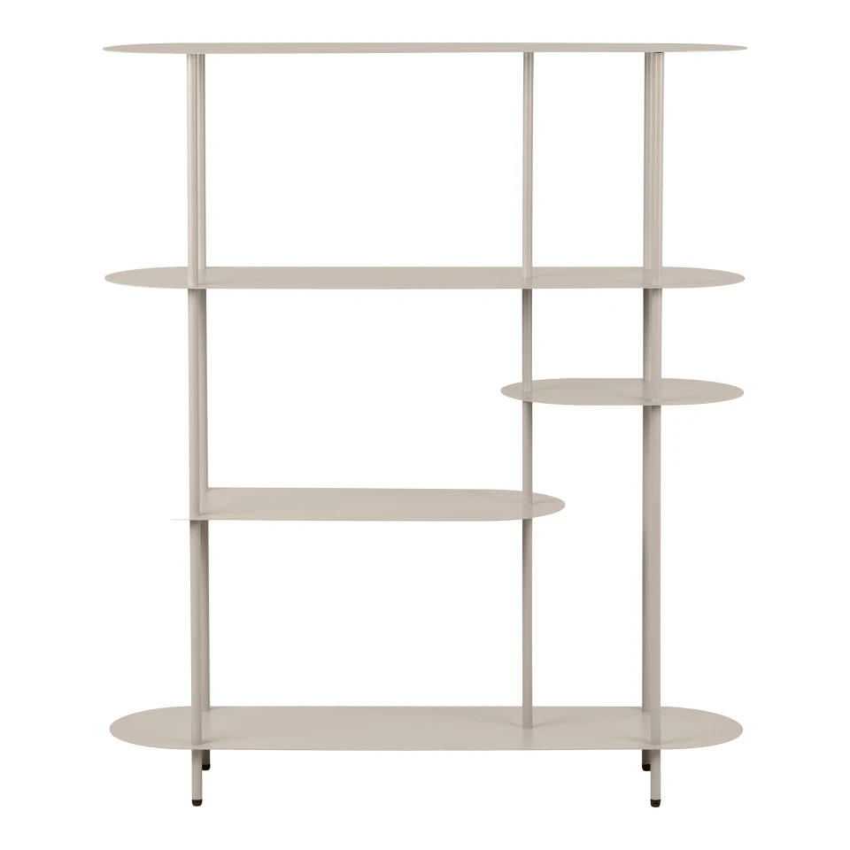 Rieti Shelving Unit - Shelving unit, 5 police, asymmetrical, metal, pješčana 31x118x139 cm
