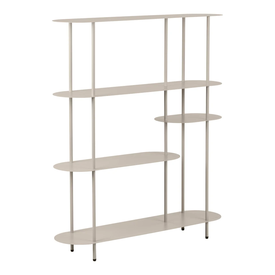 Rieti Shelving Unit - Shelving unit, 5 police, asymmetrical, metal, pješčana 31x118x139 cm