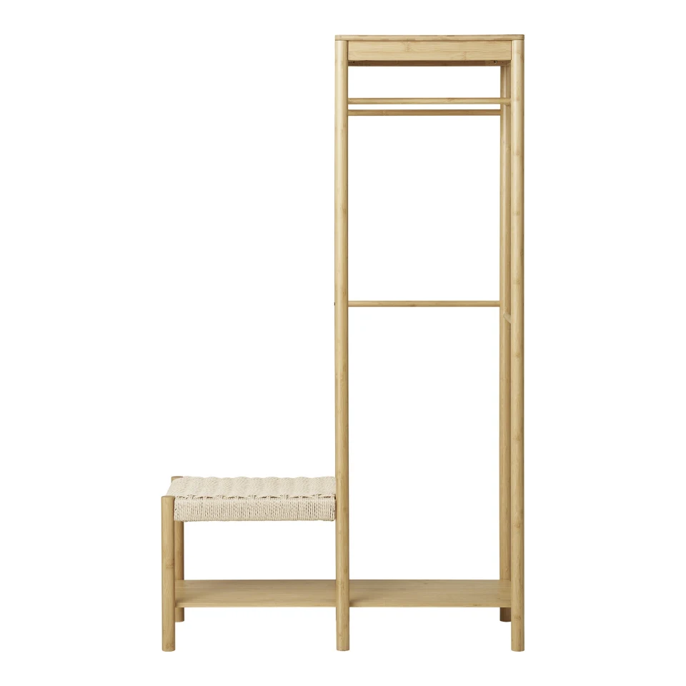 Ember Clothes Rack - Clothes Rack s prirodna pletivo klupa, bambus, prirodna 36x95x165