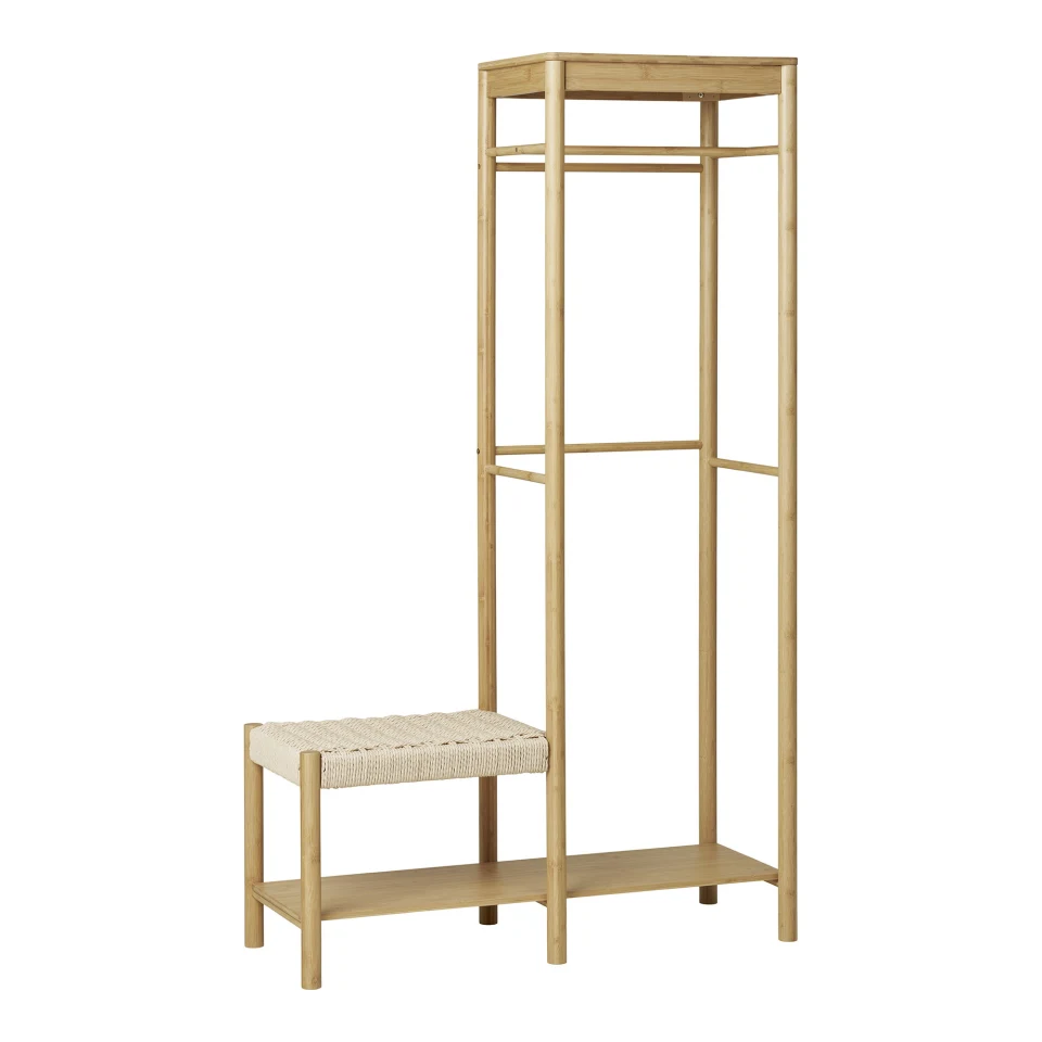 Ember Clothes Rack - Clothes Rack s prirodna pletivo klupa, bambus, prirodna 36x95x165
