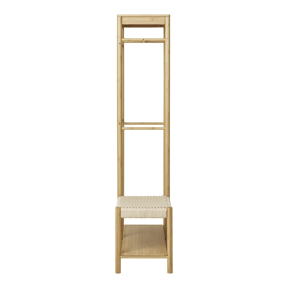 Ember Clothes Rack - Clothes Rack s prirodna pletivo klupa, bambus, prirodna 36x95x165