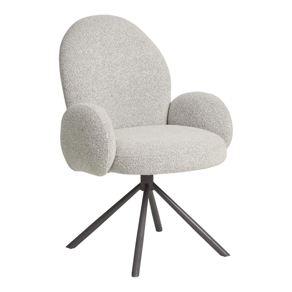 Lana Blagovaonska stolica - Blagovaonska stolica s okretna, armrest, bouclé, pješčana, siva legs HN1267