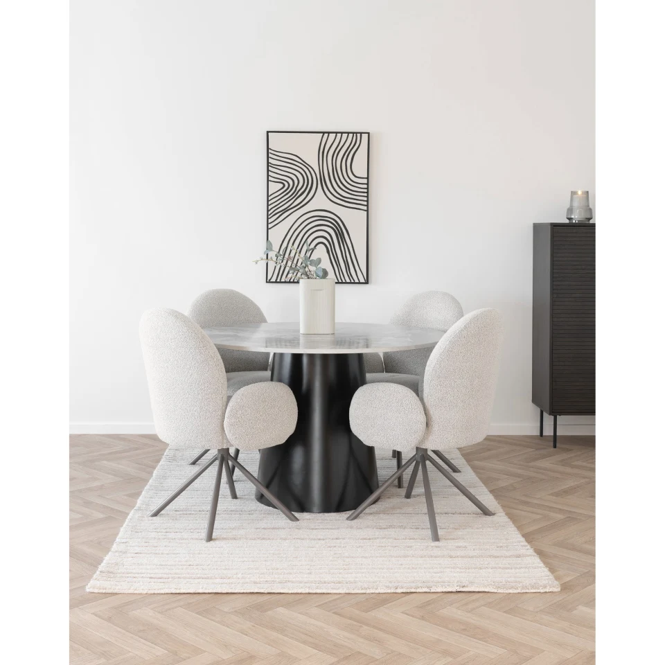 Lana Blagovaonska stolica - Blagovaonska stolica s okretna, armrest, bouclé, pješčana, siva legs HN1267