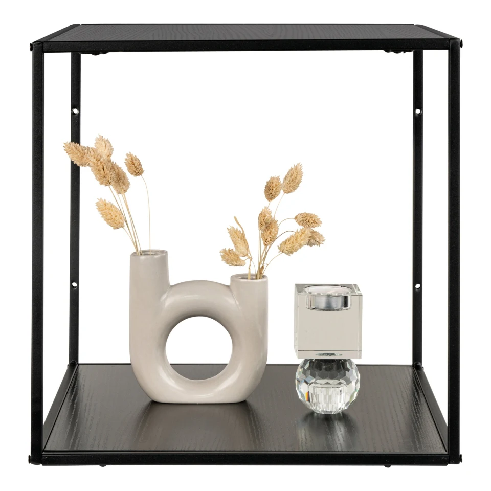Vita Wallshelf - Wallshelf, crna, crni okvir 36x36x36 cm