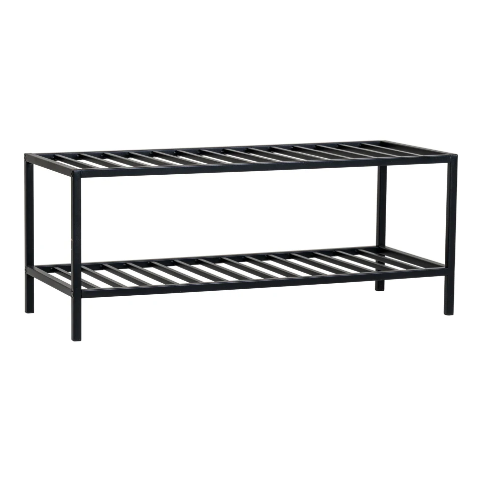 Vita Shoe rack - Shoe Rack, 2 police, crna čelik okvir 79x34 cm