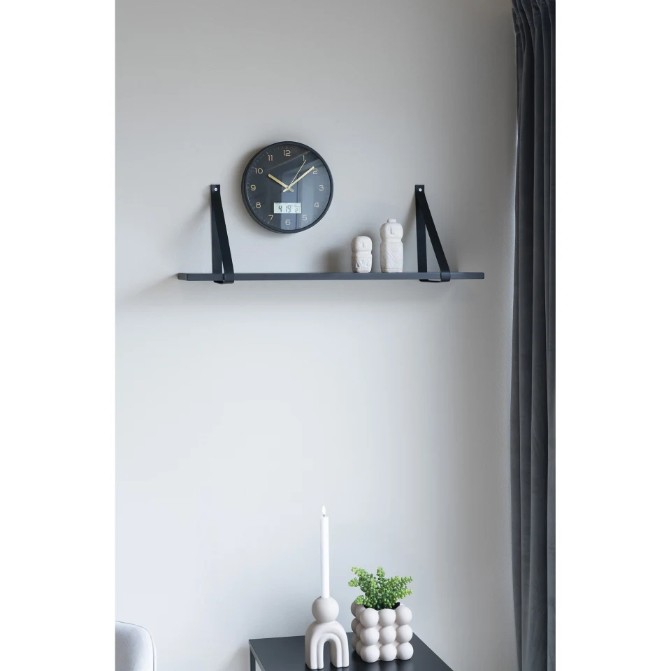 Amiens Wall - Zidni sat s digitalni prikaz, crna, tihi mehanizam ø25 cm