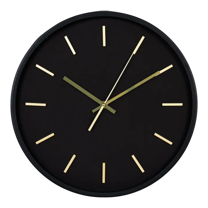 Kensington Zidni sat - Zidni sat, crna, tihi mehanizam ø35 cm
