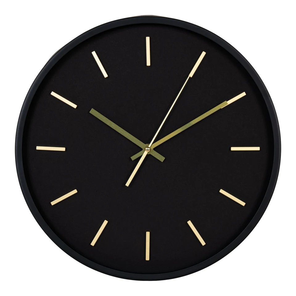 Kensington Zidni sat - Zidni sat, crna, tihi mehanizam ø35 cm