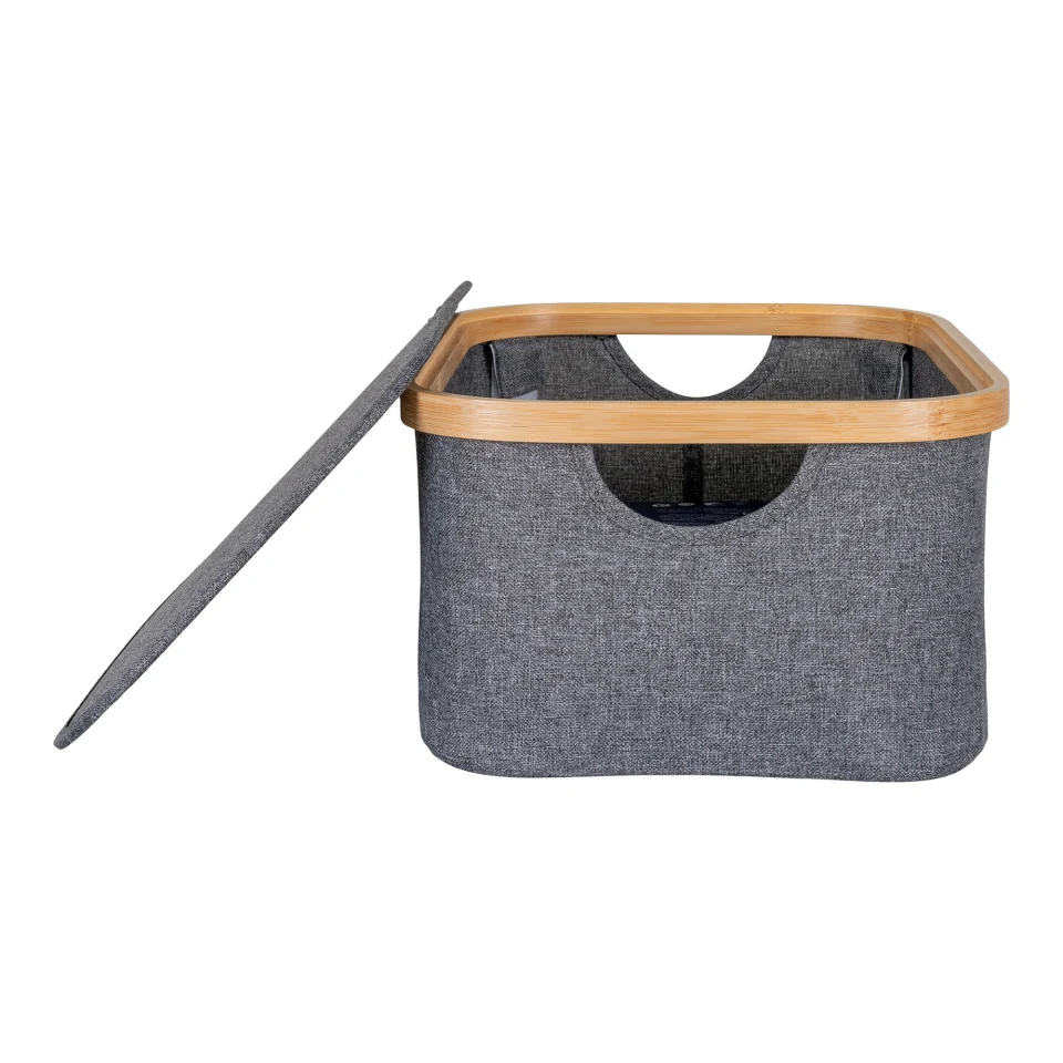 Noto Košara - Košara, bambus/tekstil, tamnosiva 38x26x16 cm