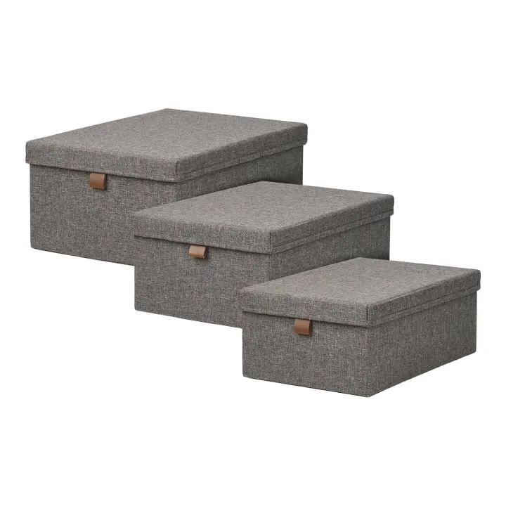 Noto Storage Boxes - Storage boxes, tekstil, tamnosiva set od 3