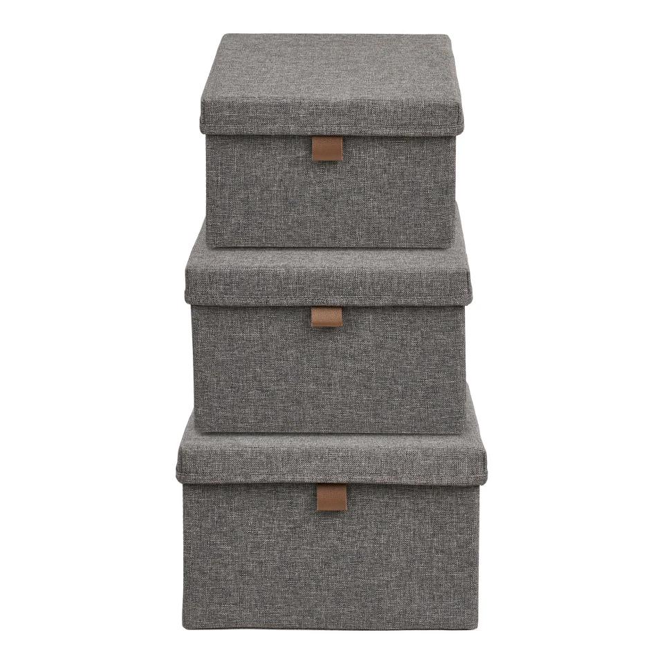 Noto Storage Boxes - Storage boxes, tekstil, tamnosiva set od 3