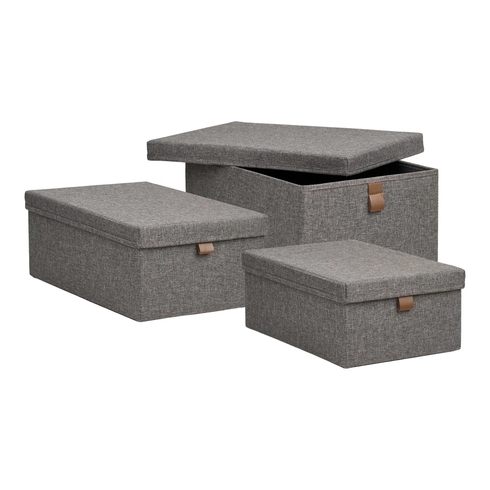 Noto Storage Boxes - Storage boxes, tekstil, tamnosiva set od 3