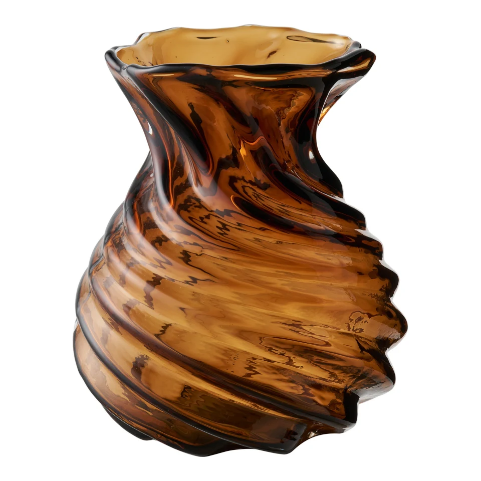 Vaza - Vaza, mouth blown staklo, dimno smeđa ø16x18,5 cm