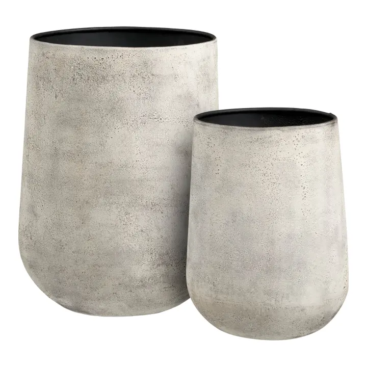 Hou Decorative Pot - Decorative pot, metal, antik bež set od 2