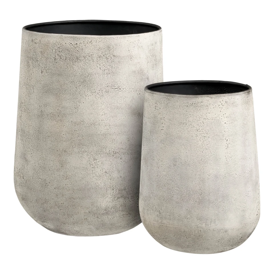 Hou Decorative Pot - Decorative pot, metal, antik bež set od 2