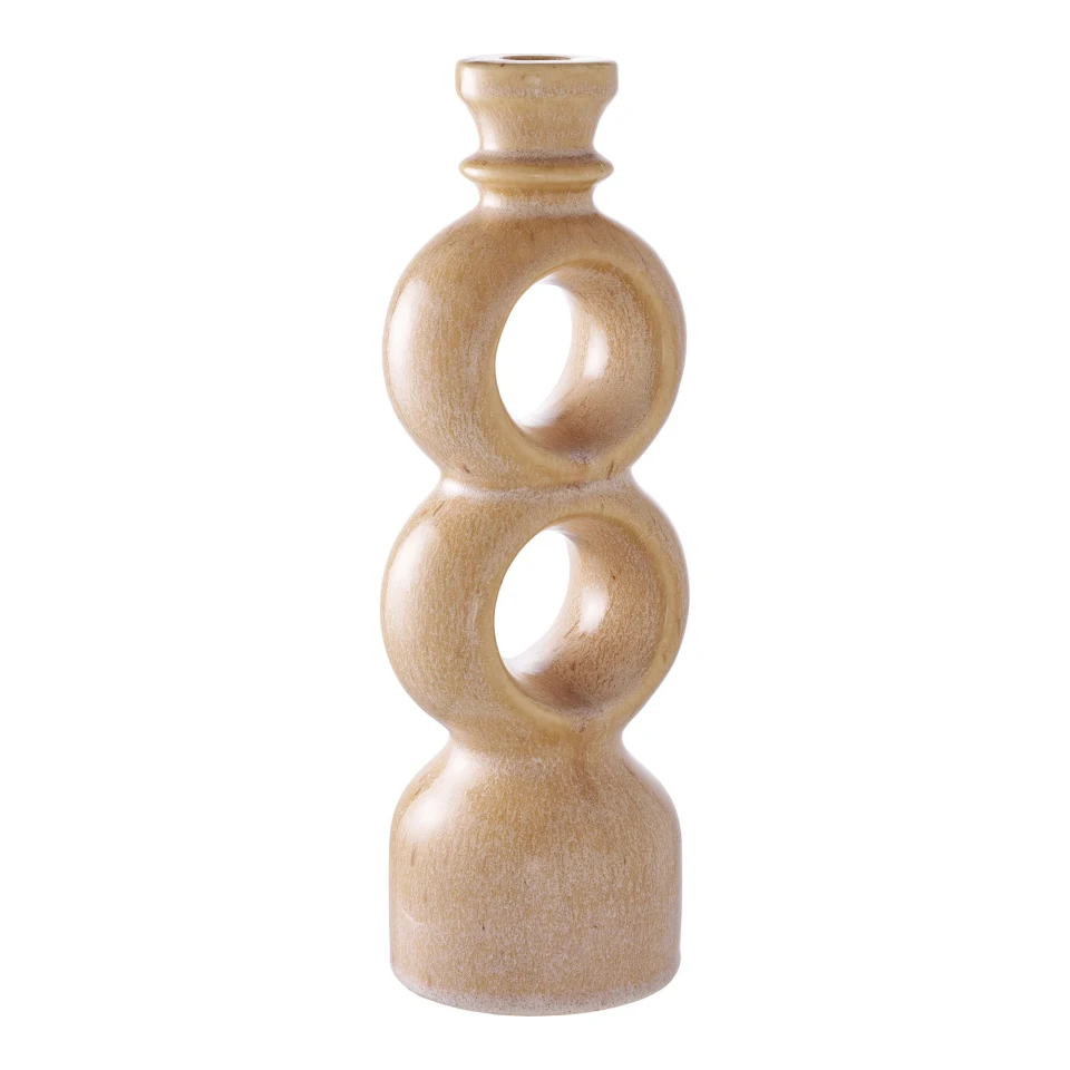 Svijećnjak - Svijećnjak, keramika, smeđa 10,7x9,5x30,5 cm