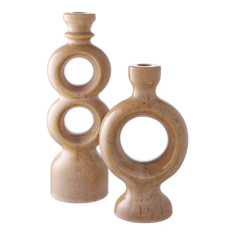Svijećnjak - Svijećnjak, keramika, smeđa 10,7x9,5x30,5 cm