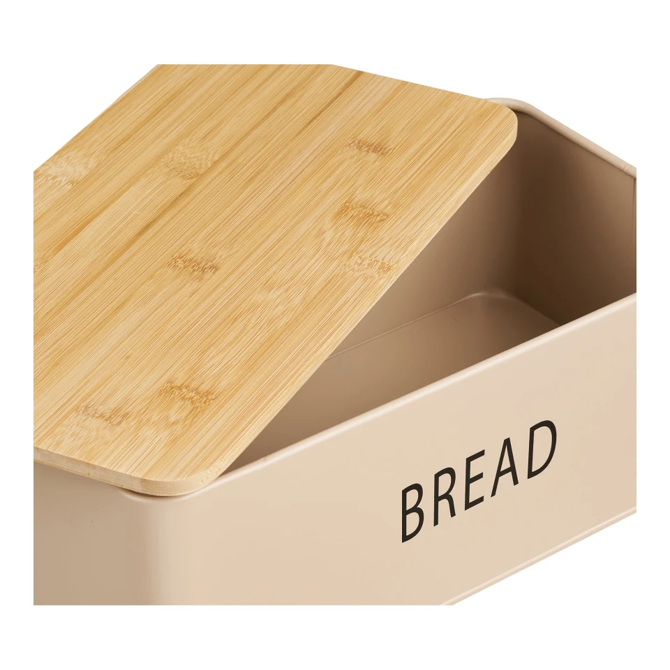 Tula Bread Box - Bread box s 3 cans, metal/bambus, bež, set od 4