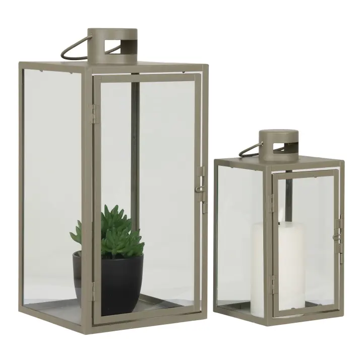 Corfu Lampioni - Lampioni, metal/staklo, zelena, set od 2