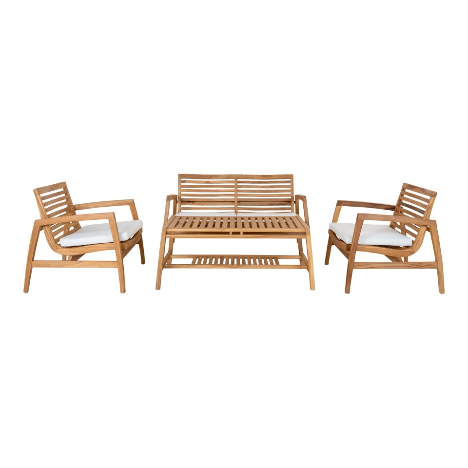 Santander Lounge set - Lounge set, tikovina, prirodna, uklj. jastuke