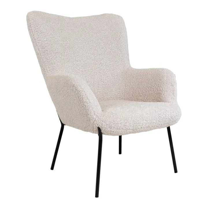 Glasgow Chair - Chair, artificial lambskin, bijela, crne noge HN1090
