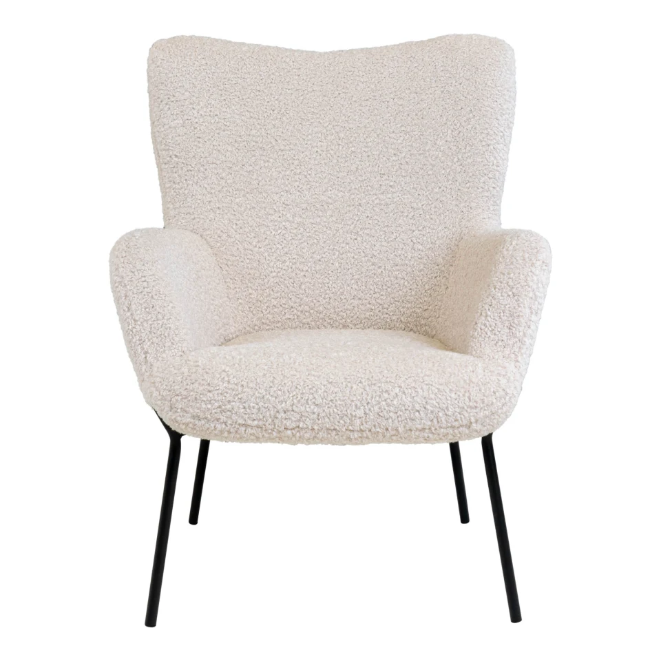 Glasgow Chair - Chair, artificial lambskin, bijela, crne noge HN1090