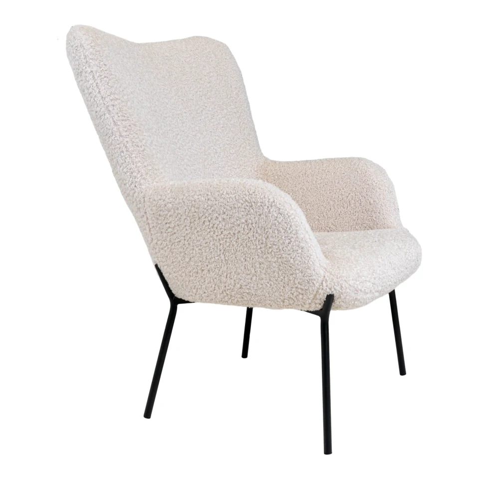 Glasgow Chair - Chair, artificial lambskin, bijela, crne noge HN1090