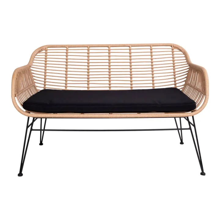 Trieste Sofa - Sofa in poliratan s jastukom, prirodna s crne noge